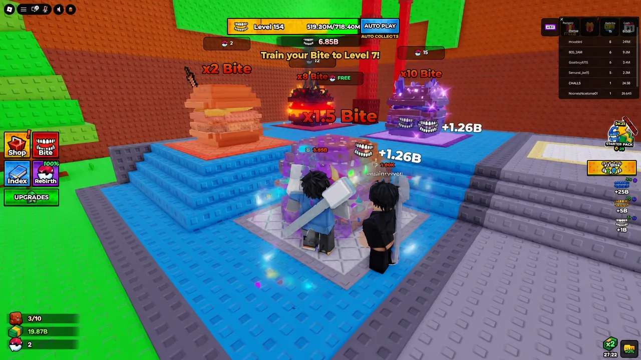 Training pads in +1 Bite Per Click with floating labels reading x2 Bite, x8 Bite FREE, x10 Bite and x1.5 Bite